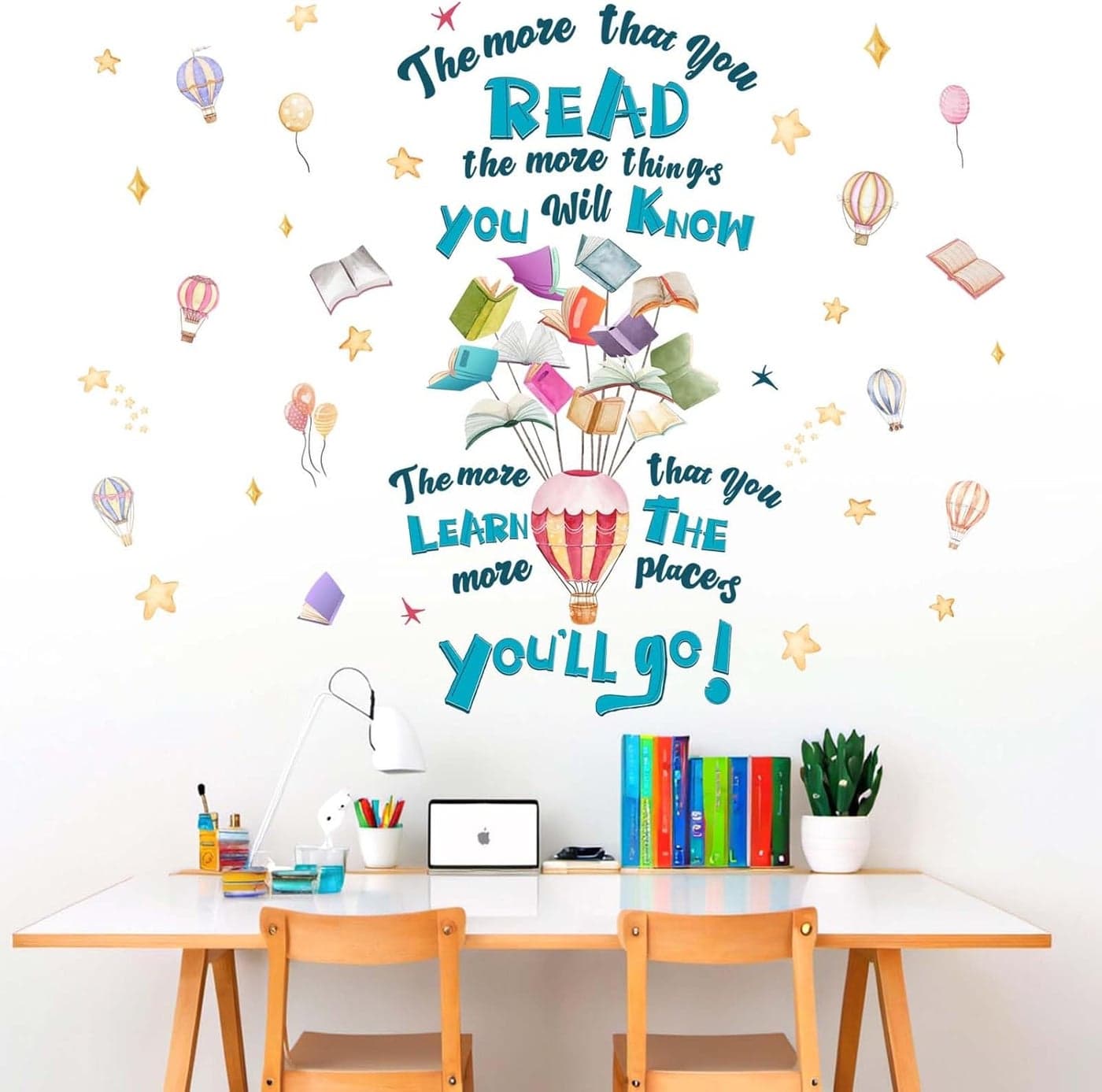 Reading Book Wall Stickers for Classroom Learning Educational Read Inspirational Quotes The More That You Read Wall Decals Peel and Stick Nursery School Library Office Wall Decor