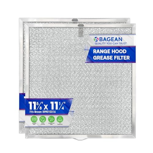 Bagean Stove Hood Vent Filter 11.60” x 11.22” BPQTAF S99010316 Compatible with Broan Range Hood Filter Replacement - Aluminum Mesh Kitchen Overhead Fan Screen - Blocks Grease & Filters Oven Air (2-Pk)