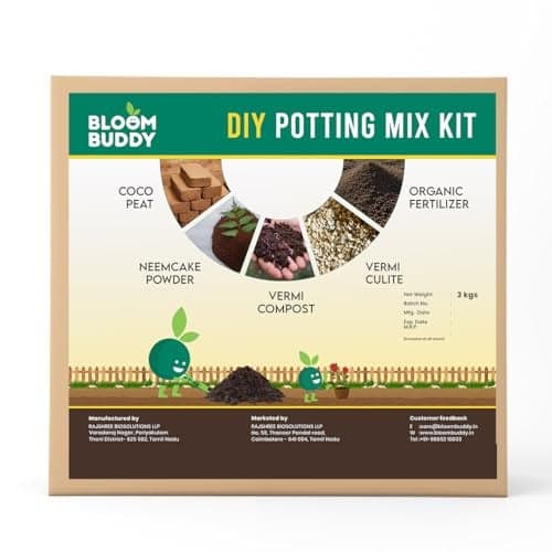 BLOOMBUDDY® 5 in 1 Potting Mixture | DIY Potting Mix Kit with Coco Peat, Vermicompost, Neem Cake Powder, Vermiculite & Organic Fertilizer | Ready-to-Use Mix for Home Garden & Terrace Plants