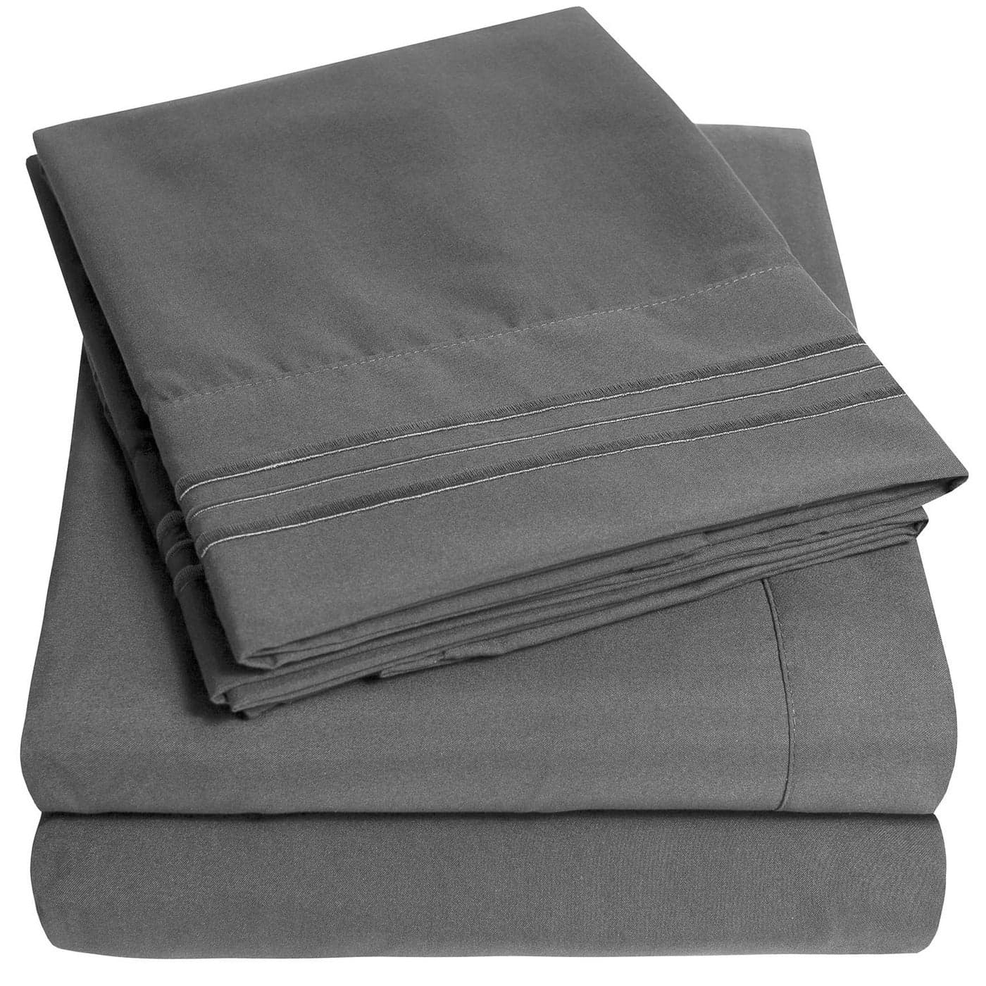 1500 Supreme Collection Extra Deep Pocket Sheets Set Luxury Soft Bed Sheets Wrinkle Free Bedding Over 40 Colors 21 inch Extra Deep Pocket King Gray