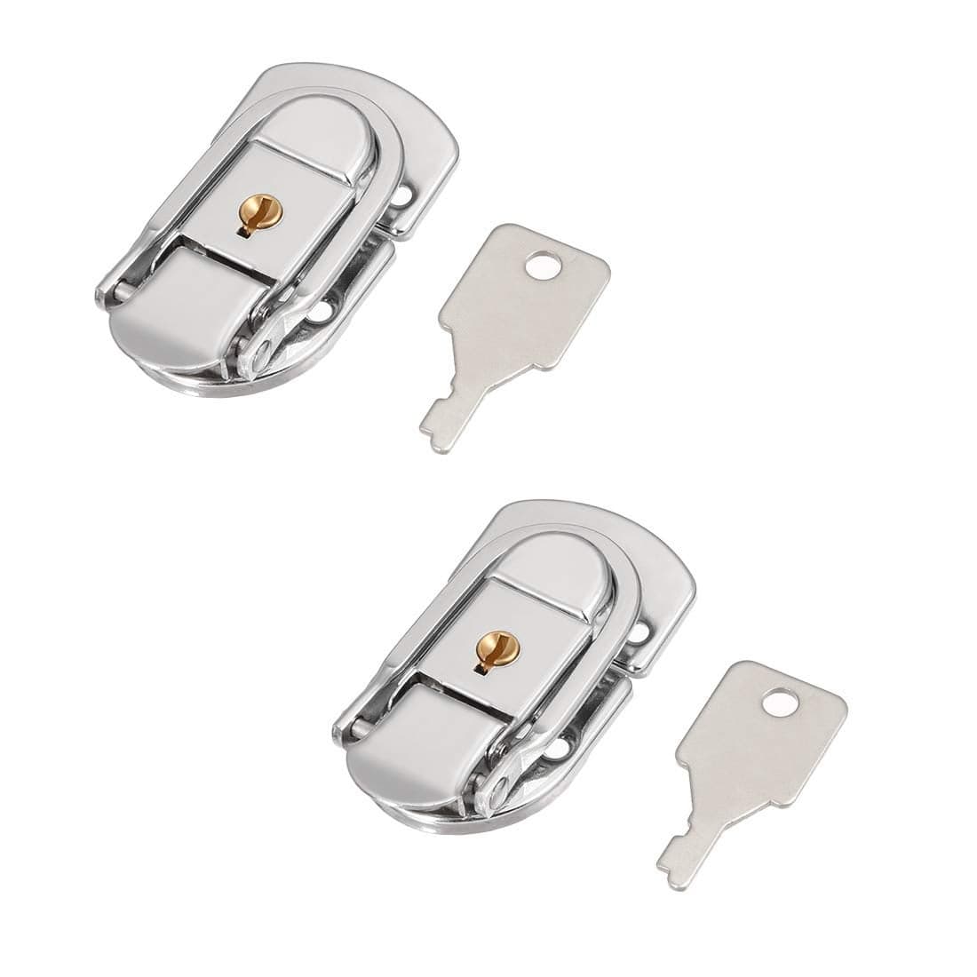 uxcell 66mm x 34mm Metal Small Size Suitcase Lock Hasp Catch Latch with Keys 2 Pcs