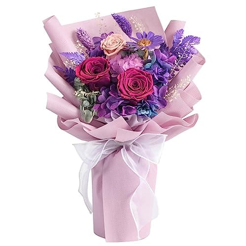 lovenfold Flowers for Delivery,Preserved Flowers Bouquets,Purple Rose Bouquets That Last 1-3 Years,Birthday Flowers Gifts for Women Mom Grandma Wife Friends