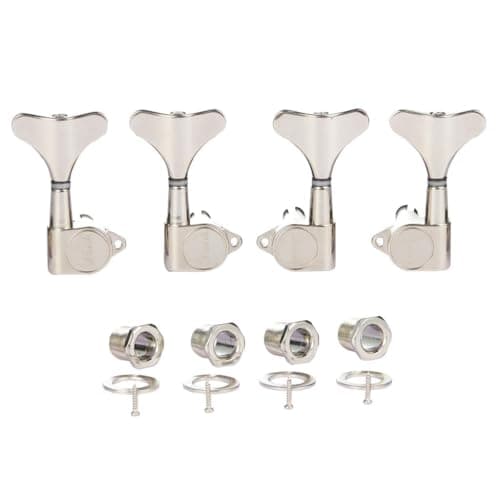 KAISH 4 String 2R2L 18:1 Sealed Bass Tuners Bass Guitar Tuning Keys Tuning Machine Heads for Ibanez/Yamaha Style Acoustic/Electric Bass Nickel