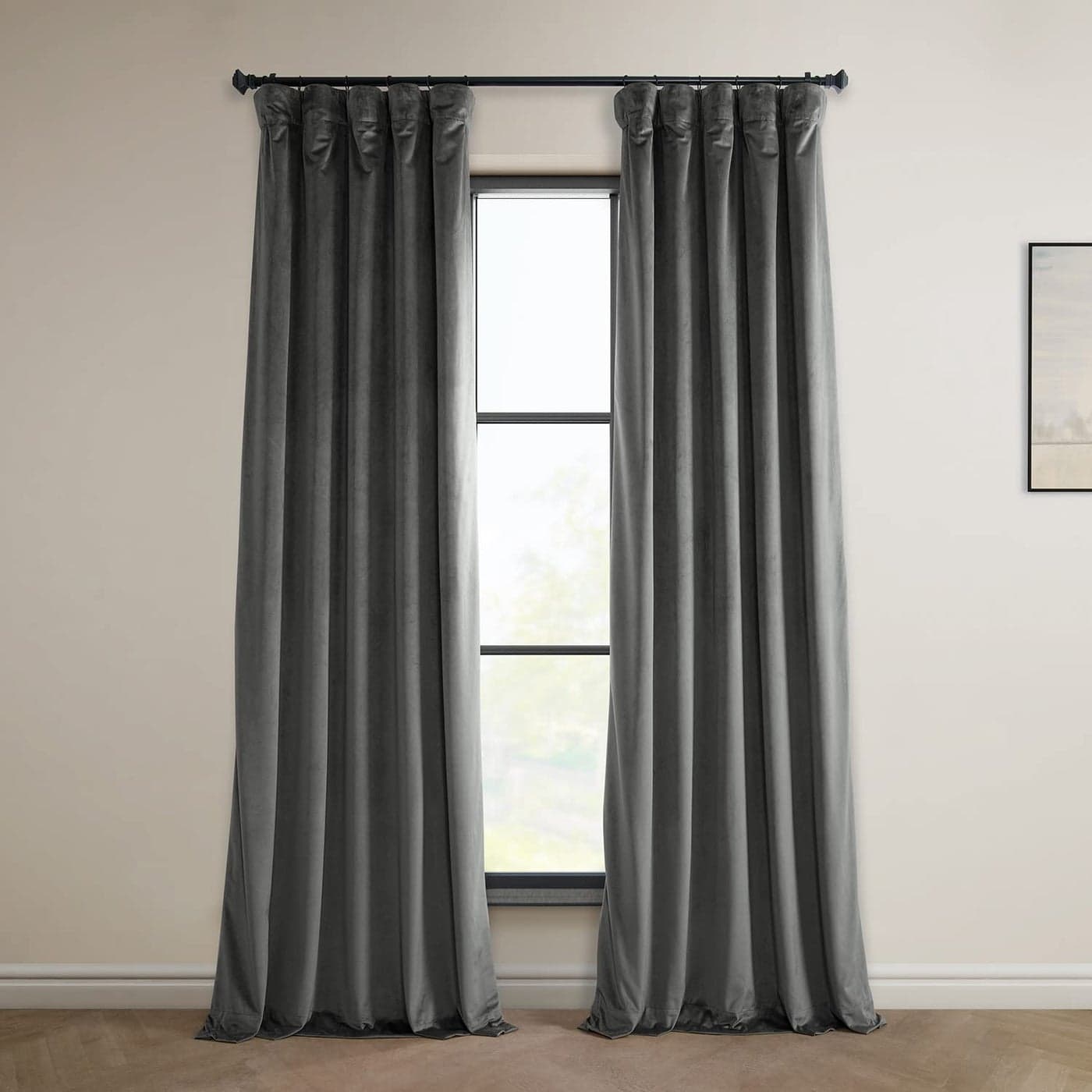 HPD Half Price Drapes Heritage Plush Velvet Curtains 84 Inches Long Room Darkening Curtains for Bedroom Living Room 50W x 84L 1 Panel Pepper Grey
