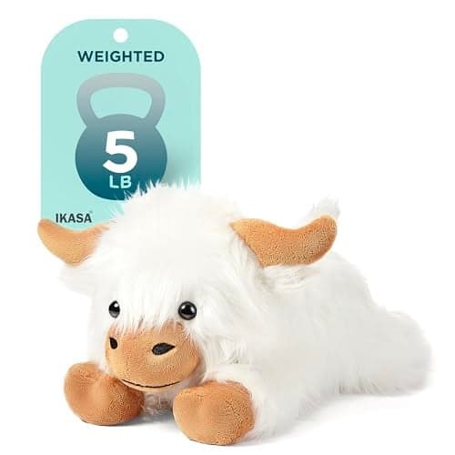 IKASA 5 lbs Weighted Stuffed Animal Highland Cow Plush Toy24 inches Giant Large Big Jumbo Soft Toys Cute Huge Size Fluffy Heavy Fat Oversized PlushieGifts for Kids Girls Boys