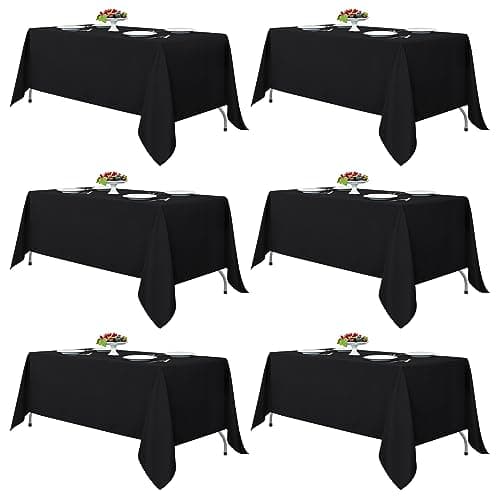 Fitable Black Tablecloths for Rectangle Tables 6 Pack 70 x 120 Inches Reusable and Washable Table Clothes for 68 Ft Tables Polyester Fabric Table Covers for Wedding Party Banquet