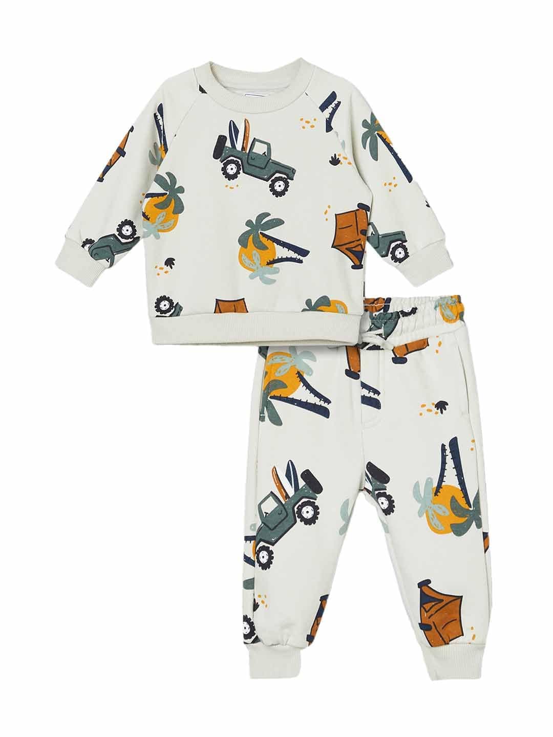 Max Boys Printed Joggers Set (Green_6-12 M)
