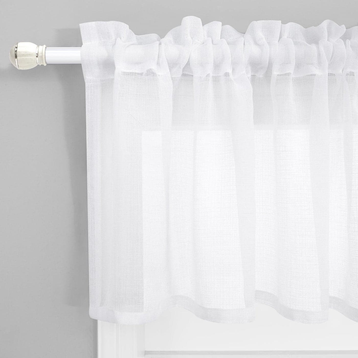 KOUFALL Valances for WindowsSheer Faux Linen Farmhouse Window Valances for KitchenWhite18 Inches Long