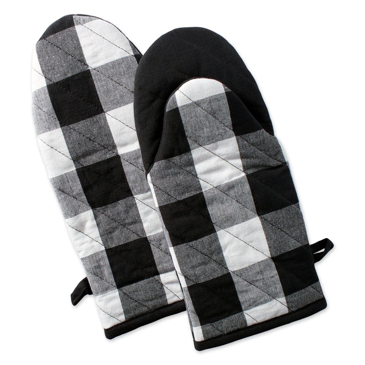 DII Buffalo Check Kitchen Collection Classic Farmhouse Kitchen Set Oven Mitt Black White 2 Piece