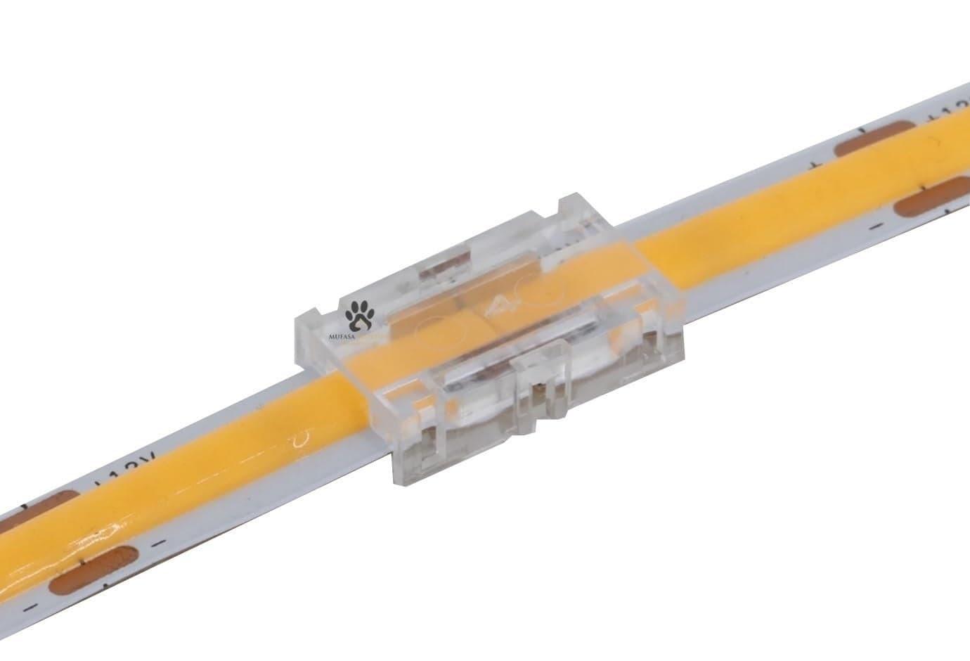 Mufasa LED Strip Connectors - DIY Strip to Wire Quick Solderless Connection for 12v 24v Single Color Led Strip Lights Profile Light Accessory (Non Waterproof) (Pack of 10) (Strip to Strip, 8MM)