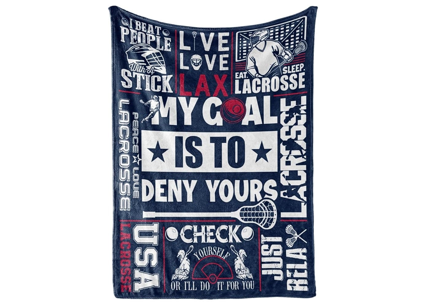 InnoBeta Lacrosse Gifts for Boys Throw My Goal is to Deny Yours Flannel Blankets for Men 50 x 65