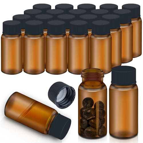 100Pcs 03Oz10ml Brown Glass Vials with Screw Cap Glass Sample Vial with PE Stopper LeakProof Small Glass Bottles Jars Containers Essential Oil Bottles for Storage Liquid Pills and Lab Use
