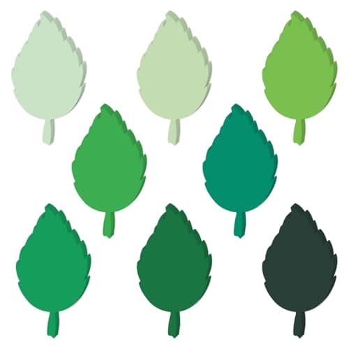 200Pcs Green Leaf Cardboard Decoration in Eight Colors Bright Colors Leaf Stickers Spring Summer Bulletin Board Tree DIY Crafts Suitable for Classroom Decoration