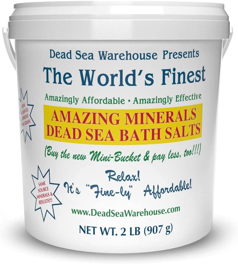Dead Sea Warehouse Amazing Minerals Dead Sea Bath Salts 2 LBS Highest Mineral Content Natural Muscle Tension Relief