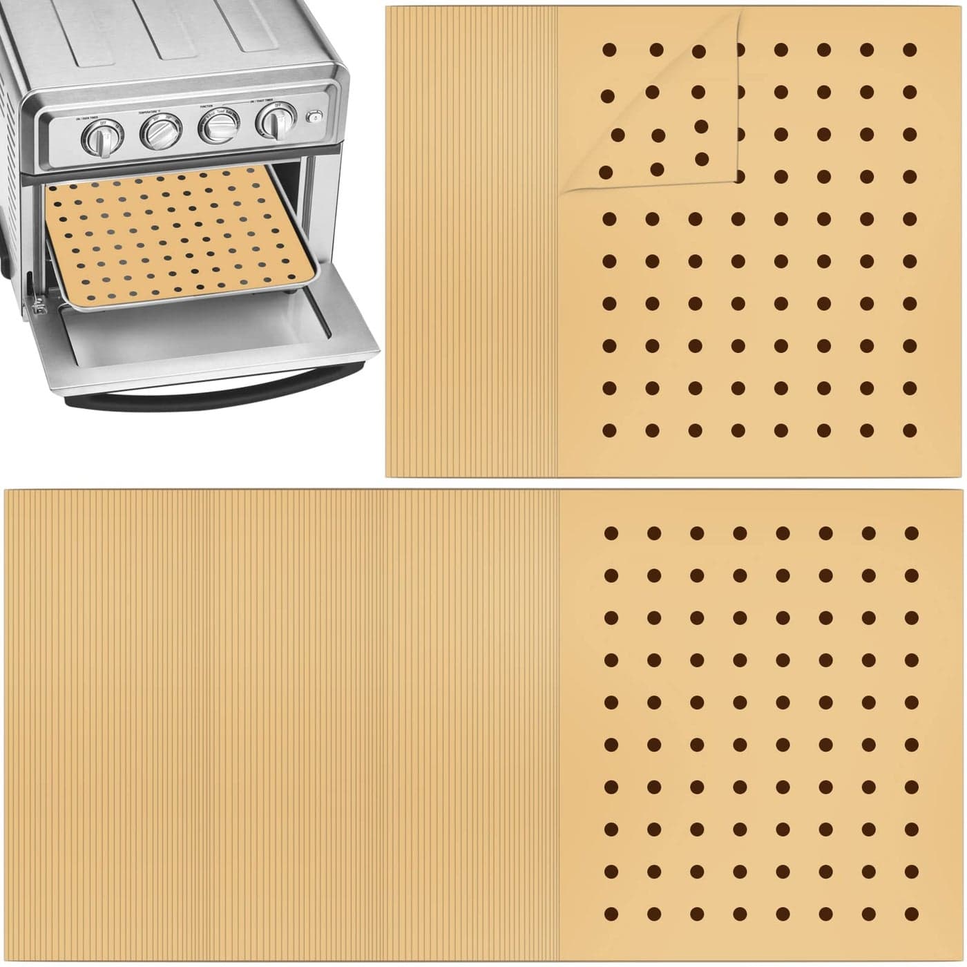 BYKITCHEN Air Fryer Oven Liner 9x11 Inch Unbleached Rectangle Air Fryer Parchment Paper Compatible with Cuisinart Breville Emeril Lagasse and More Airfryer Toaster Oven AccessoriesSet of 100