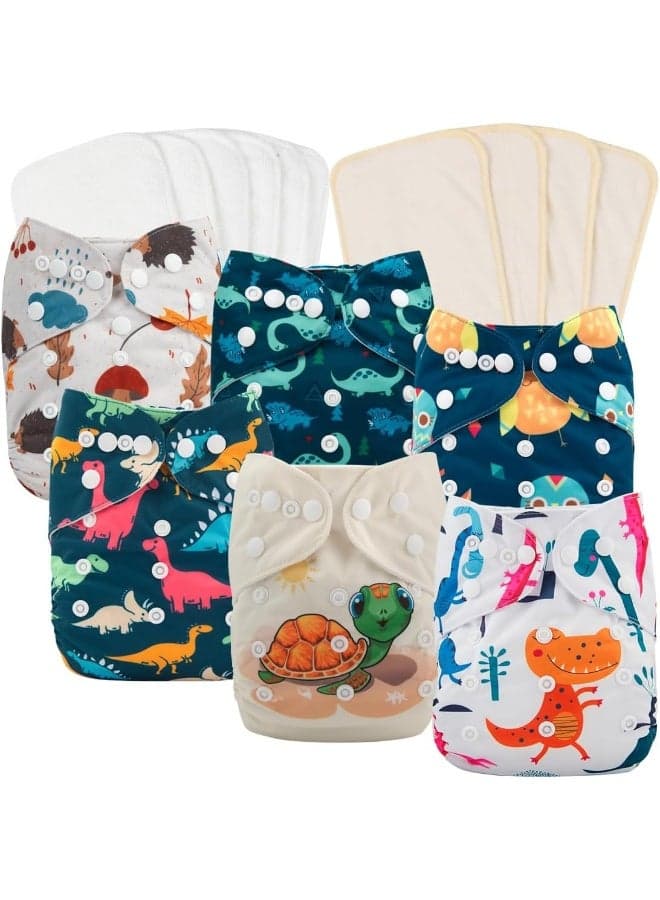 Babygoal Baby Cloth Diapers Washable Pocket Nappy, 6 Pack One Size