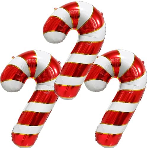 HADCKJA Candy Cane Balloons Christmas Balloons Candy Cane Foil Balloon for Christmas Birthday Party Supplies Decorations Xmas New Year Decor Ballons Arch Kits Party Balloon Set 3pcs