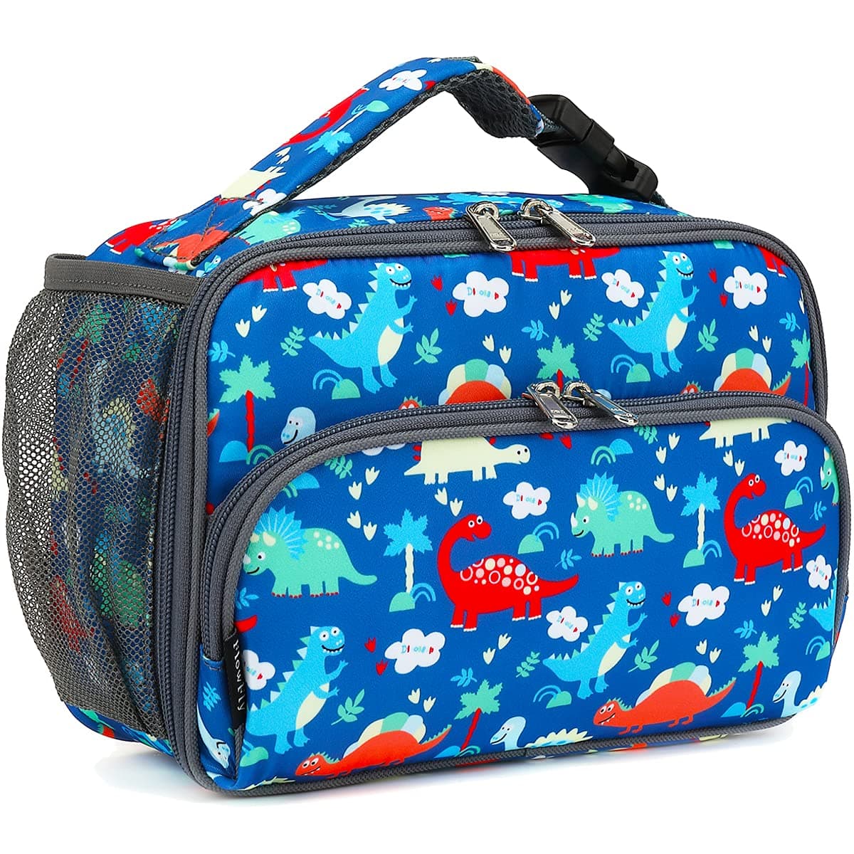 FlowFly Kids Lunch box Insulated Soft Bag Mini Cooer Back to School Thermal Meal Tote Kit for Girls BoysDinosaur