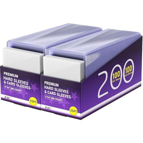 400 Card Sleeves Hard Plastic Premium Baseball Card Sleeves 3 x 4 Trading Cards Holder Sports Football Game Cards Protectors Top Cases 200 Hard Sleeve 200 Soft Sleeve
