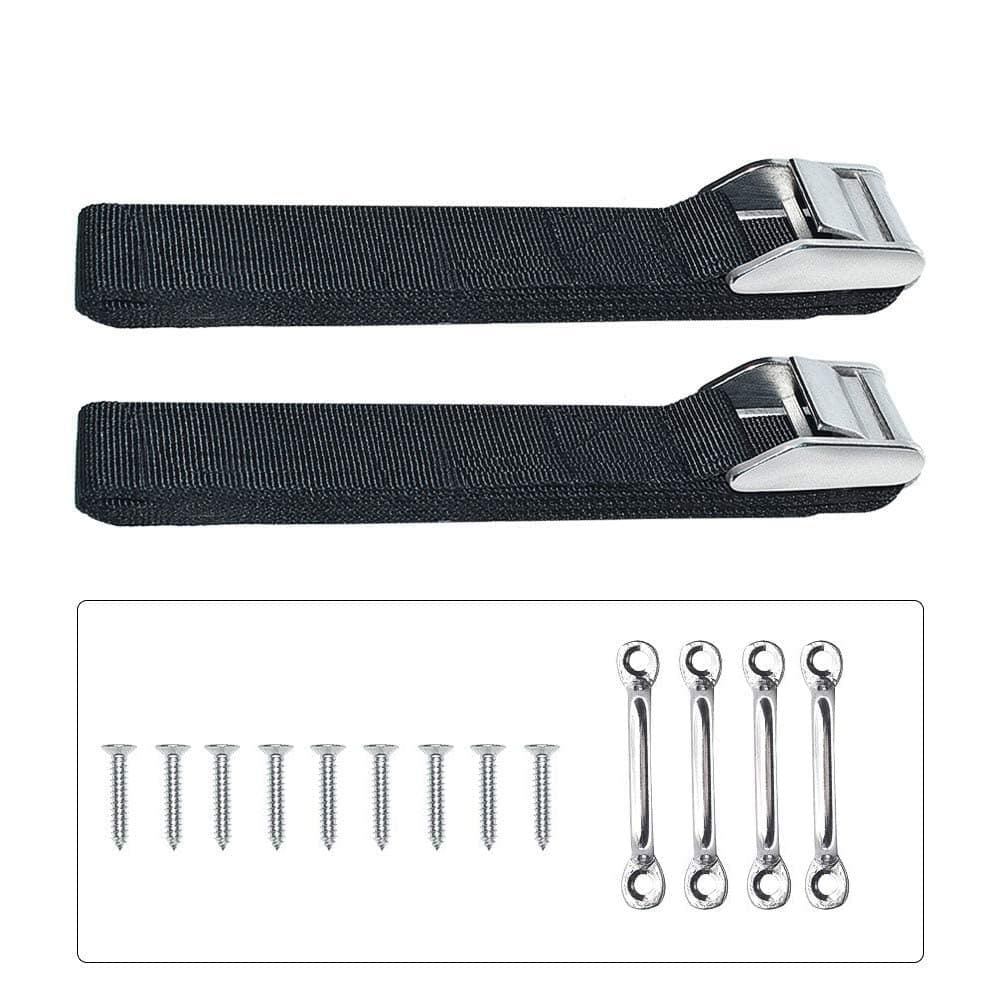 GOODTIMES Battery Box HoldDown Strap Kit 2x 78 Inch Nylon Webbing Straps with Stainless Steel Cam Buckles Mounts Ideal for Boat RV Car Black