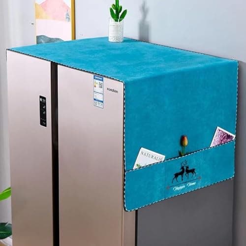 Zollyss Refrigerator or Fridge Cover Sea Cotton Cloth Anti-dust Cover Fridge Towel dust Cover Freezer Refrigerator Desktop Sundries Washing Machine Organize Storage Bags (Turquoise Blue)