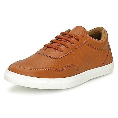 Centrino Mens Casual Shoes Fashion Lace Up Non-Slip Flats Trendy Stylish All Day Comfortable Lightweight Sneakers with Extra Comfort on Heel Tan Casual Shoe for Mens 6314-3