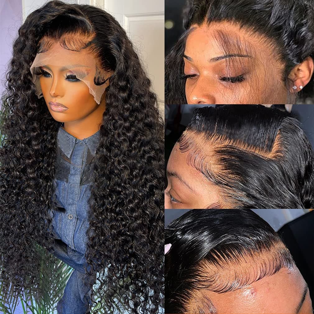 kiss love 30 Inch Lace Front Wigs Human Hair Curly Wigs for Women Deep Wave Frontal Wig Wet and Wavy Wigs Human Hair Pre Plucked with Baby Hair 180 Density Natural Hairline