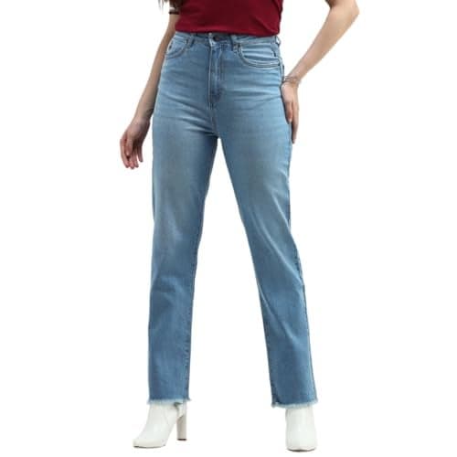 U.S. POLO ASSN. High Rise Straight Fit Jeans (UWAW24JEN202_Blue_26)
