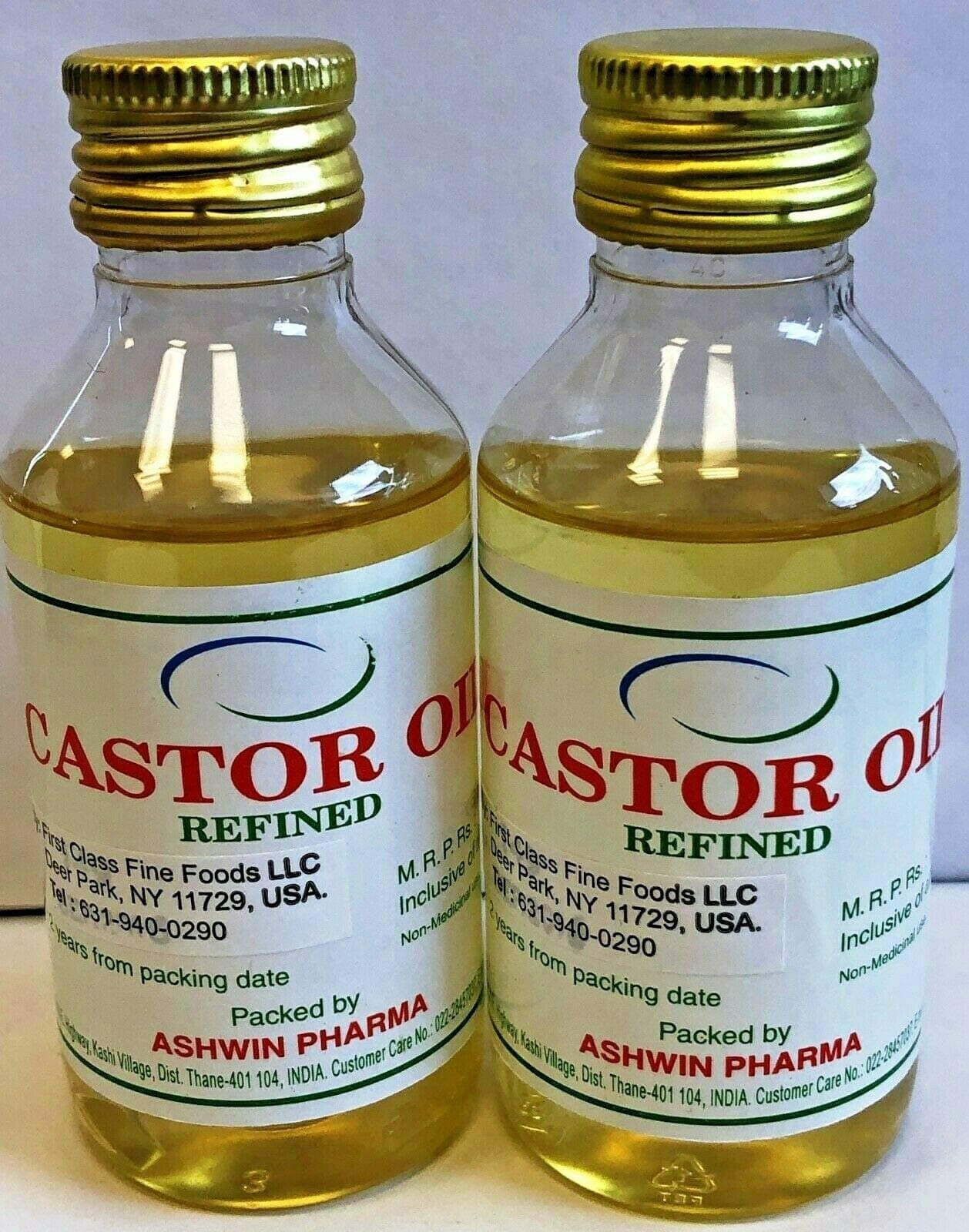 Pack of 2 Ashwin Pharma Castor Oil 200 ml 705479814458809 Ounces Each