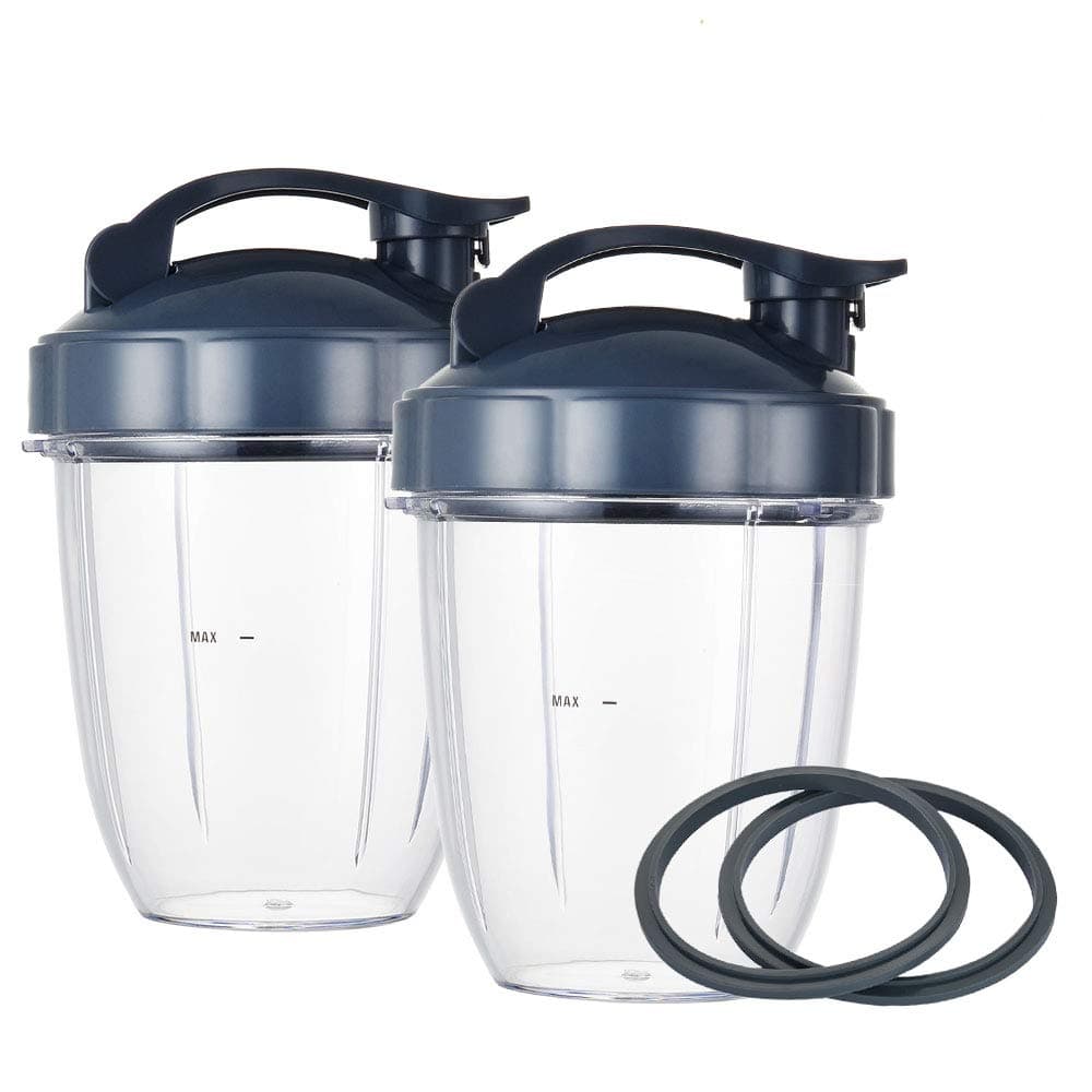 Blender Cups for Nutribullet Blender Blender Replacement Parts 18OZ Cups with 2 Flip Top To Go Lids and 2 Rubber Gaskets Compatible with Nutri Bullet 600W900W Blenders 2 PCS