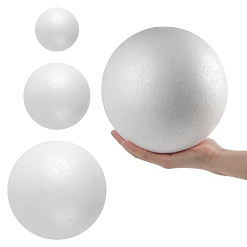 LOKIPA 3PCS White Polystyrene Balls 3 Size White Foam Balls Craft Foam Balls for Art Crafts DIY Household School Projects and Party Decorations