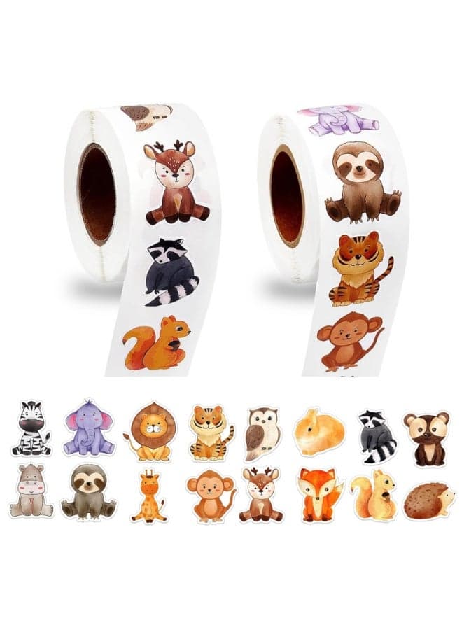 2 Roll Forest Animal Stickers for Kids, 1 Inch Cute Reward Sticker in 16 Patterns, Teacher Supplies for Classroom, Incentive Stickers Bulk for Kid,2 Rolls Motivational Sticker for Kids (Forest Animal)