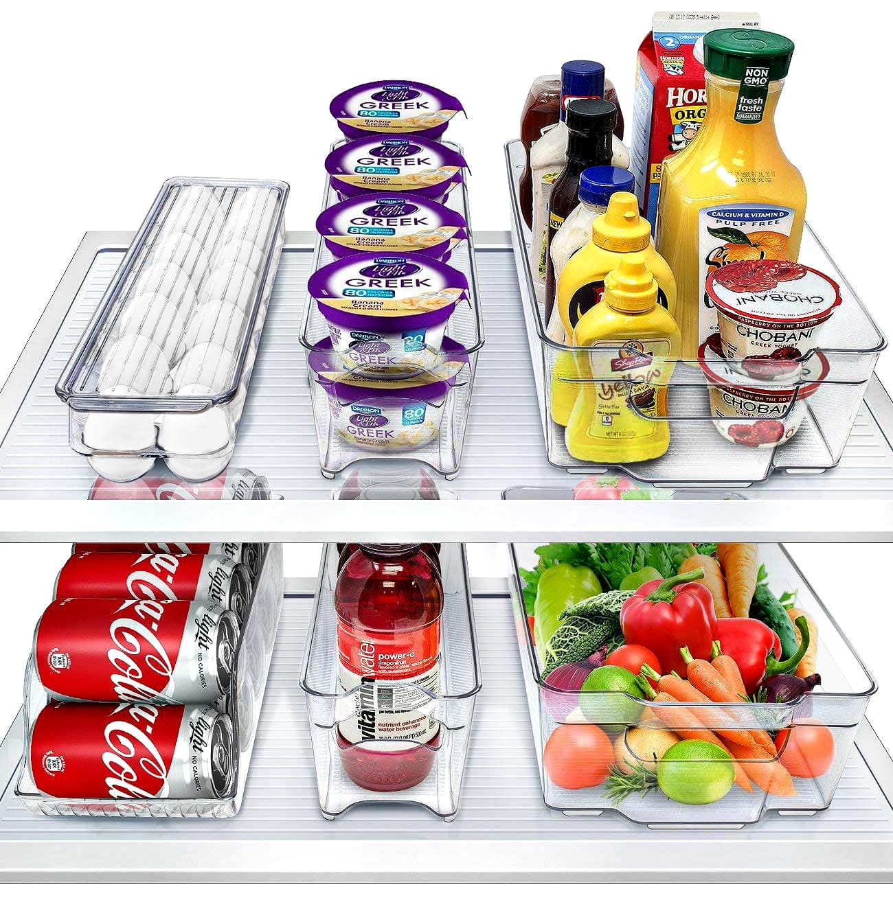 Sorbus Fridge Bins and Freezer Bins Refrigerator Organizer Stackable Food Storage Containers BPA-Free Drawer Organizers for Refrigerator Freezer and Pantry (Pack of 6)