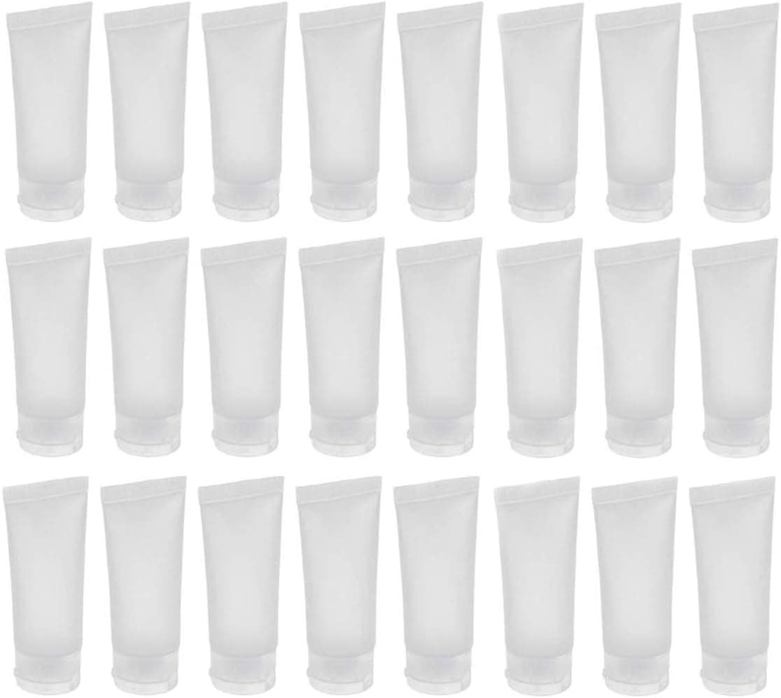 24Pcs 30ml (1oz) Empty Translucent Plastic Cosmetic Lotion Tubes Bottles Shampoo Facial Cleaning Bottles Makeup Sample Soft Container Tube Bottle Vial Jar Pot Case with Flip Lid
