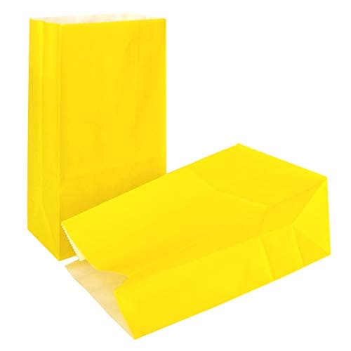 KEYYOOMY Mini Yellow Paper Bags Yellow Party Favor Bags Small Party Goodie Bag Paper Lunch Bag (24 CT, 3.5 X 2.4 X 7.1 In)