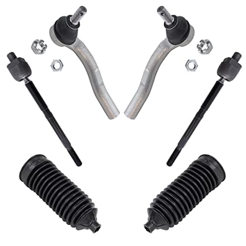 TRQ Front Driver Passenger Side Inner Outer Steering Kit Steering Rack Pinion Bellow Tie Rod Compatible with 20122016 Honda CRV