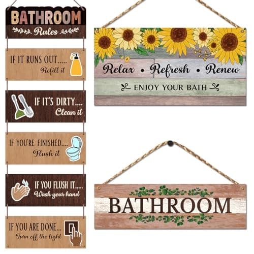 Chaka Chaundh - Set of 3 Bathroom Wall plaque Hanging Sign – Bathrooms Wall Sign Décor Items - Bathrooms Decorations Items Stylish
