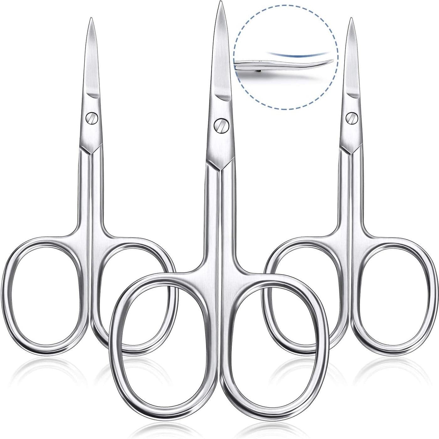 3 Pieces Cuticle Curved Scissors Manicure Scissors Stainless Steel Facial Hair Grooming Shears Multipurpose Curved Shears Craft for Nail Eyebrow Eyelash Dry Skin Blade