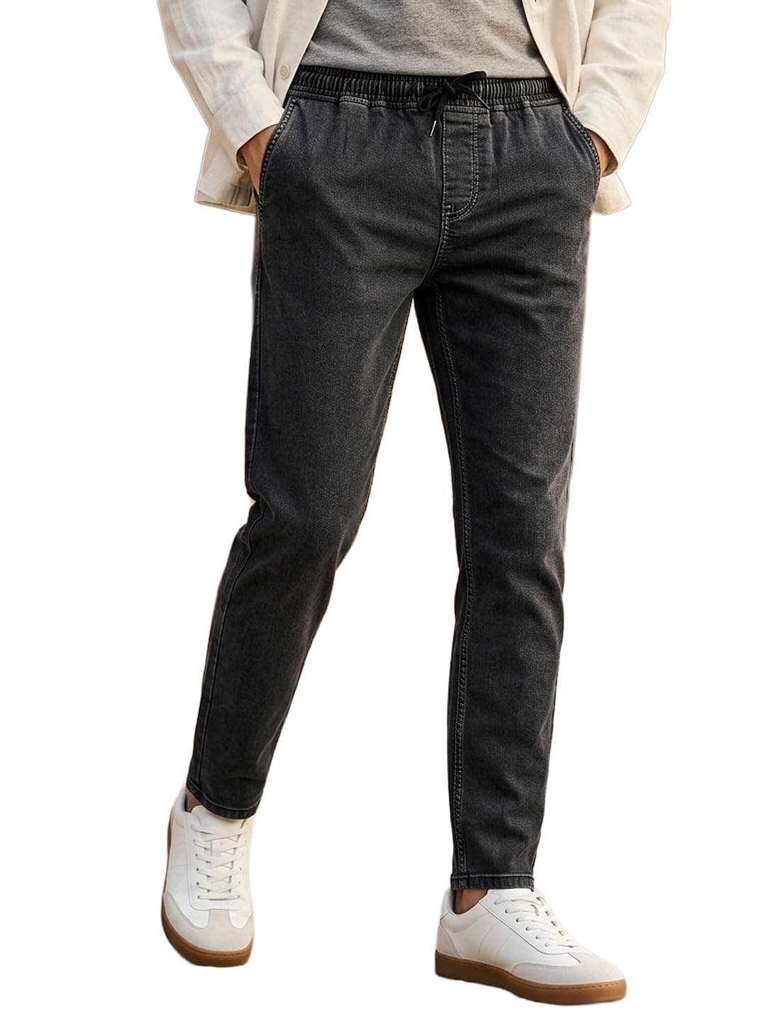 Urbano Fashion Men's Dark Grey Regular Fit Washed Jogger Jeans Stretchable (cfjogpull-004-dgrey-36)