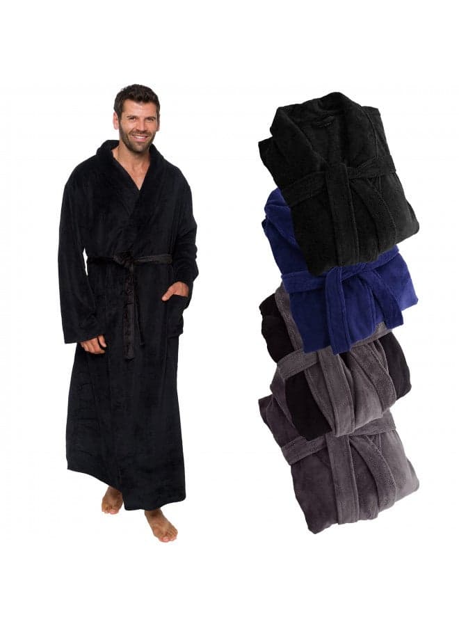 Ross Michaels Mens Robe Plush Big and Tall - Long Fleece Spa Bath Robe with Pockets - Bathrobe Gift for Men and Teens