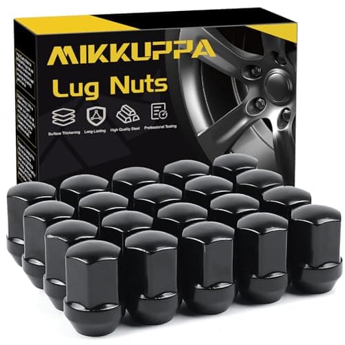 MIKKUPPA 20pcs 9/16-18 One-Piece Black OEM Factory Style Large Acorn Seat Lug Nuts Replacement for 2006-2010 Dodge Dakota, 2004-2009 Dodge Durango, 2002-2010 Dodge Ram 1500 Factory Wheels