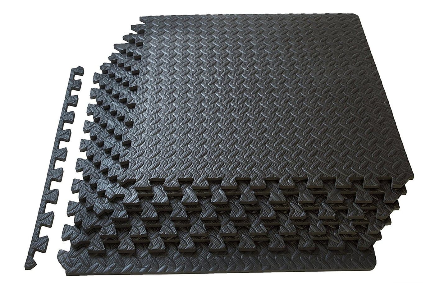 Kobo AC-62 Puzzle Exercise Mat, EVA Foam Interlocking Tiles, Protective Flooring for Gym Equipment and Cushion for Workouts (6 Feet x 4 Feet), Black