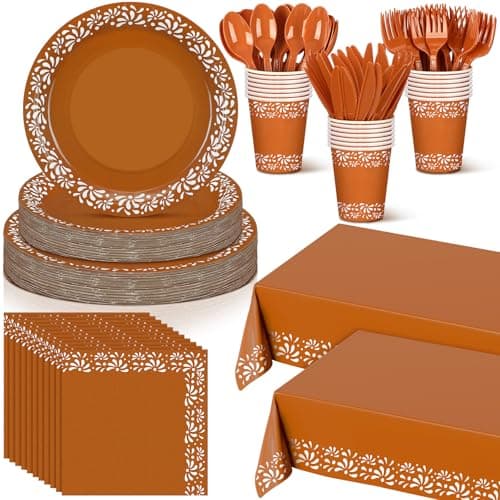 Havawish 177 Pcs Cielito Lindo Party Decoration Platos De Barro Mexicanos Fiesta Tableware Dinnerware Set Mexicanos Party Supplies Barro Plates Cups Napkins Tablecloths Tableware(White Flower)
