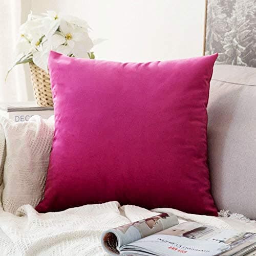 Khooti Velvet Cushion Cover, 16x16 | Pink | Pack of 1 | Solid Plain Soft & Smooth, Decorative Cushion Covers for Living Room, Bedroom, Couches, Chairs, Sofas, Beds & Home Decor
