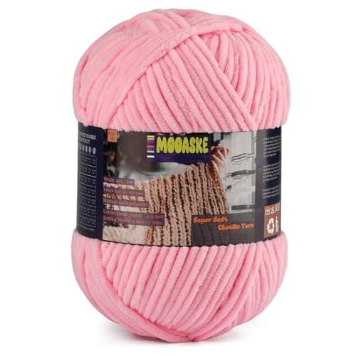 Chunky Velvet Yarn for Crocheting Knitting 705oz 2624yd Super Soft Chenille Plush Yarn Bulk Thick Yarns for Baby Blankets Amigurumi Scarves 20 Colors1 Pink
