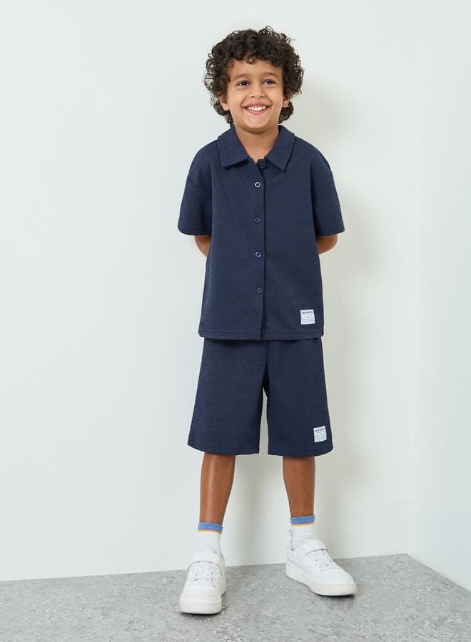 Boys Waffle Knit Shirt and Shorts Set