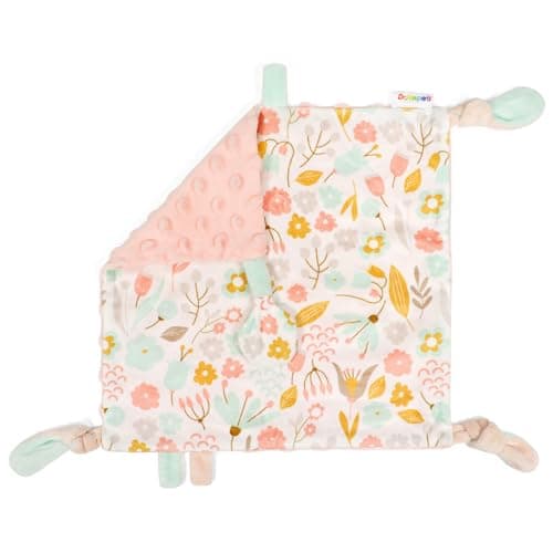 DrRapeti Tag Security Blanket for Baby Infant Toddler Kid 10x10inches Washable Sensory Toy Lovey Appease Blanket Flower