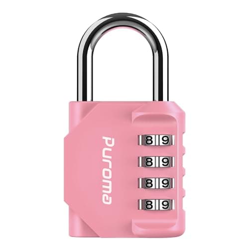 Puroma 1 Pack Combination Lock for Locker 4 Digit Outdoor Waterproof Padlock for School, Gym, Sports, Fence, Toolbox, Gate, Case, Outdoor, Hasp Storage, Cabinets (Rose Pink)
