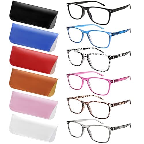 ZONLON 6 Pack Reading Glasses for Women Men, Spring Hinge Eyeglasses Blue Light Blocking Anti Eyestrain Computer Readers (6 Mix C1, 1.75, multiplier_x)