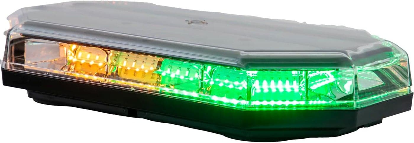 Buyers Products 15 Inch Octagonal Mini LED Light Bar - Amber/Green, 56 LEDs, 10 Flash Patterns